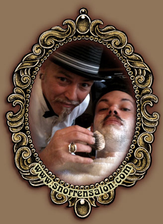 hot towel razor shave at De Snorrensalon barbershop!